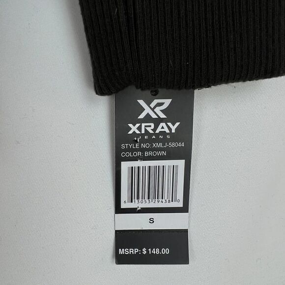 New XRAY Jeans Men US S Brown Faux PU Leather Biker Jacket Zipper Coat - Picture 17 of 17